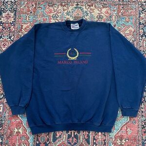Vintage 90s Marco Island Blue Crewneck Sweater Hanes Men’s L
